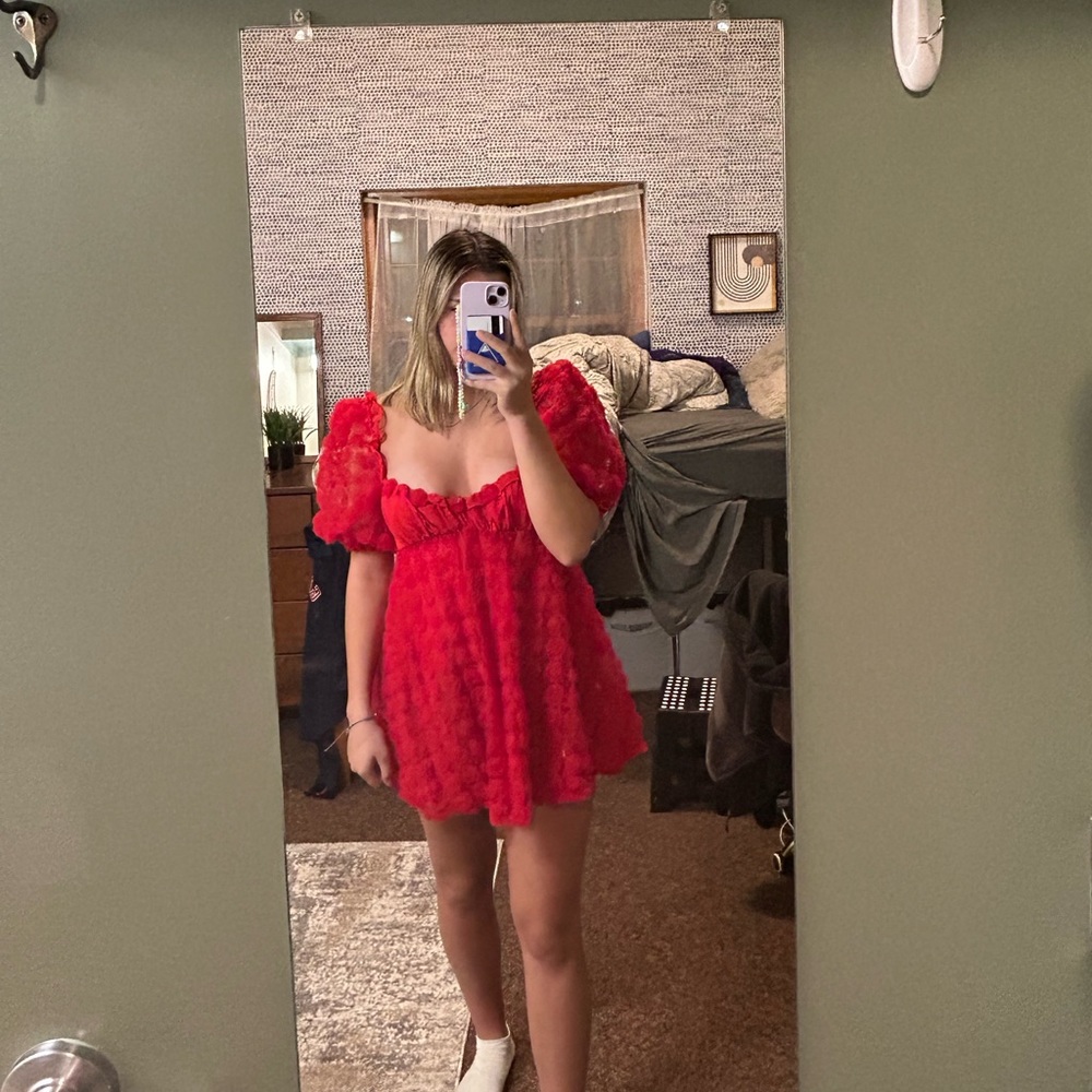 For love and lemons red mini Hanna dress